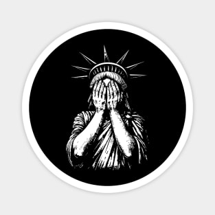 Statue of liberty hiding her face with her hands Magnet